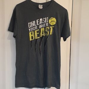 Gildan unisex size S. gray baseball shirt